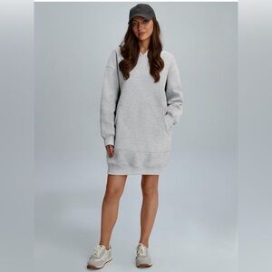 Womens Fall Hoodie Dress - Long Sleeve Fleece Sweater Pullover with Pockets